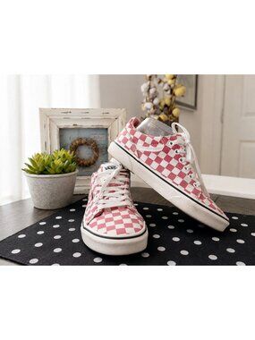 Vans Ward Seldan Pink White Checkerboard Low Top Sneakers Women's Size 8